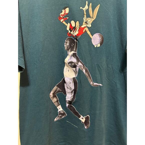 Vintage Nike Space Jam Michael "Hare Jordan" T-Shirt 1991 USA Blue Men's XL VTG - Picture 5 of 15